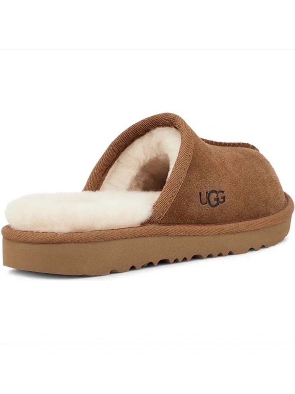 UGG Keegan Chestnut Suede Slide Slippers Shearling Kids Size 1M Cozy Comfort